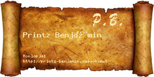 Printz Benjámin névjegykártya